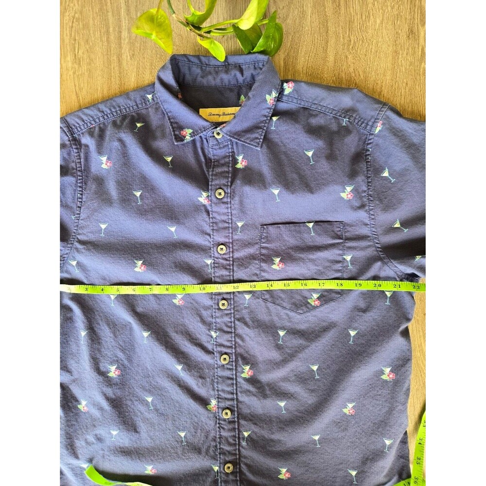 Tommy Bahama Martini Marlin Tropical Cotton Button Down Shirt Blue 🍸🏝️ - Picture 4 of 7